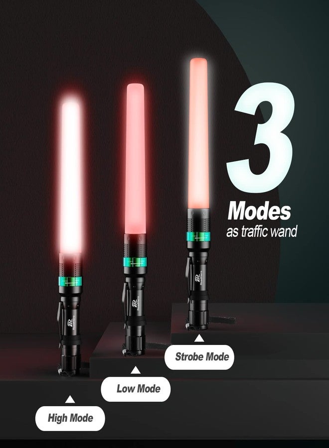 RoadHero 2 Pack Traffic Wand,11 Inch Flashlight Led Traffic Control Baton, Small Orange Safety Wands, Air Marshaling Wand with 5 Flashing Modes, Night Signal Light for Airport, Parking Directing - Image 3